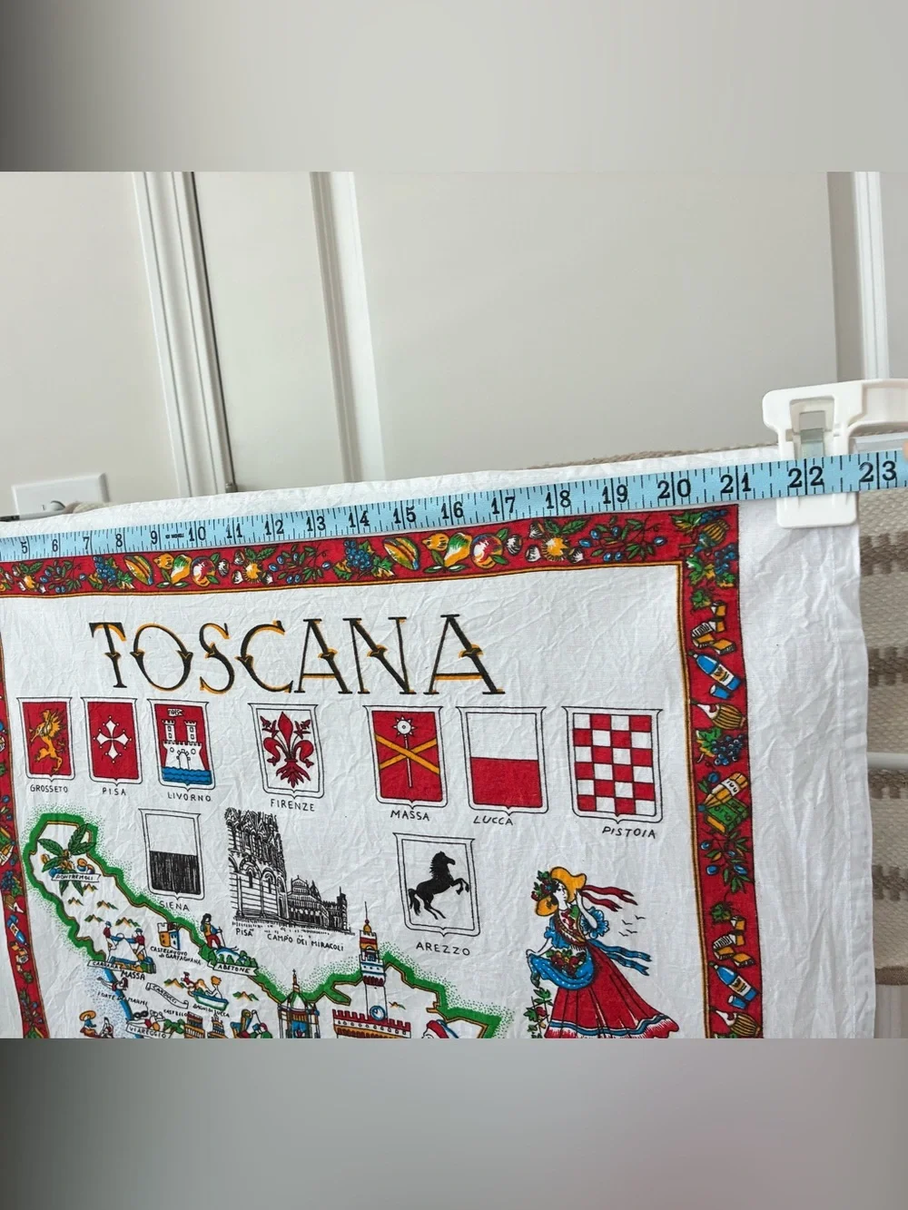 Toscana Illustrated Map Tea Towel - ETRURIA- VINTAGE 🆕 NWOT - Picture 5 of 6